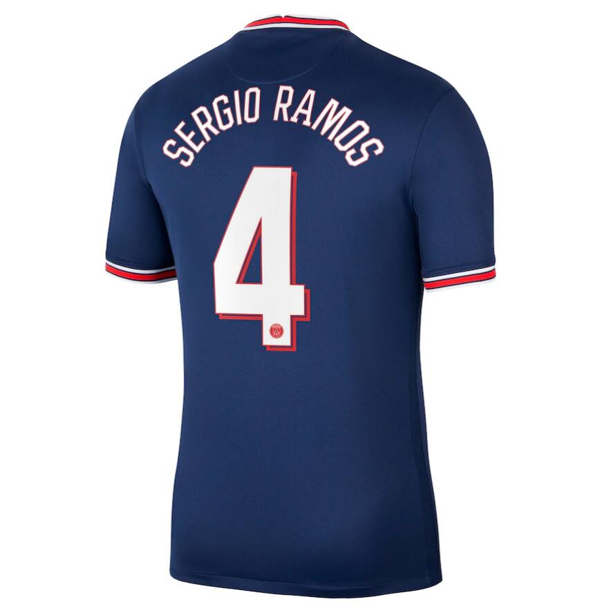 2021/22 Maillot PSG Domicile Cup Home Kit Soccer Jersey with Sergio Ramos 4 printing